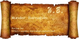 Wunder Barnabás névjegykártya